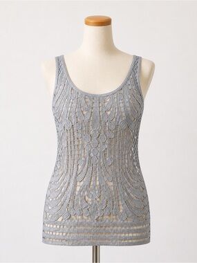 Express Silver Gray Crochet Tank Top